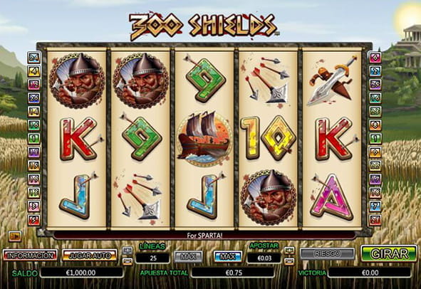 Game to the slot 300 Shields. On its five reels, the main symbols such as the archer, the dagger, the ship and the arrows appear.