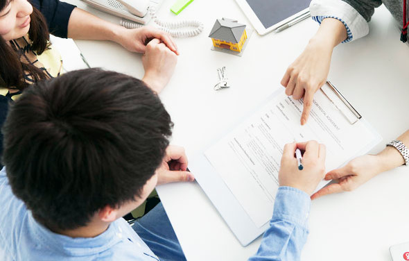 Someone opens a bank account.