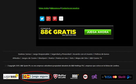 In the footer of an online casino you can see the names of the different organizations that verify the security and legality of the same, for example the Secure Gambling seal of the Spanish government agency.
