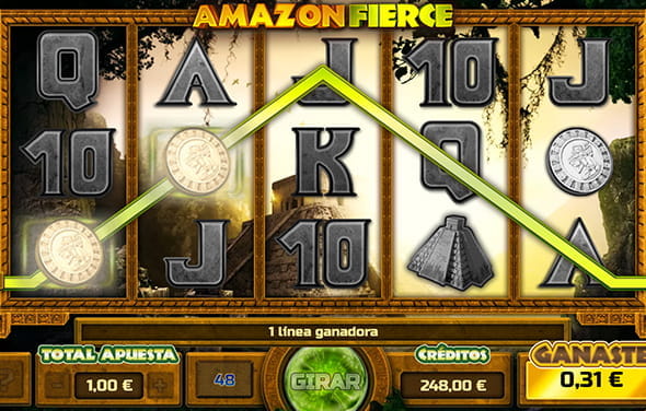 Screen during a game to the Amazon Fierce slot in one of the casinos with Gaming1.