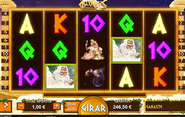 Screen during a game to the Olympus Evolution slot in one of the casinos with Gaming1.