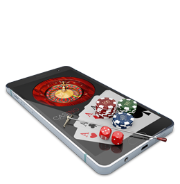 A mobile with a roulette wheel on its screen.