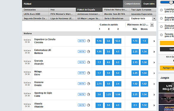 The football betting page on the operator Betfair.