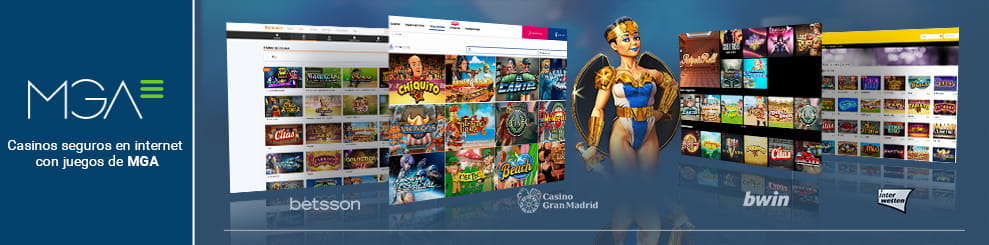 Image in which you can see a selection of screens of the best Spanish online casinos with MGA slots.