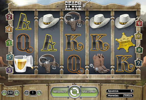 Image of the game screen of the Dead or Alive slot from NetEnt.