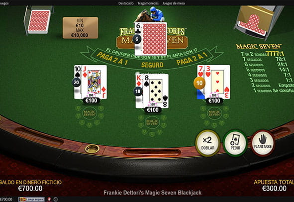 Demo game of Frankie Dettori's Magic Seven Blackjck by Playtech.