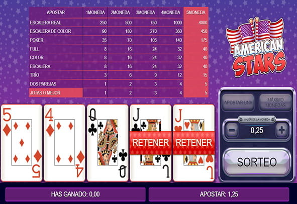 Video poker game American Stars.