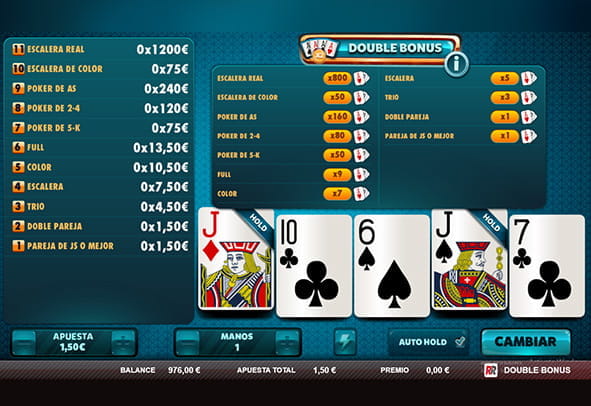 Double Double Bonus video poker screen.