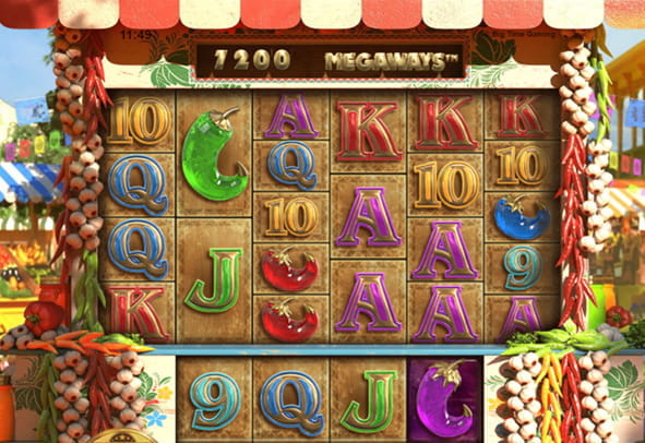 Image of the Big Time Gaming Extra Chilli slot. It consists of 6 reels with 17 symbols and 117,649 prize lines.