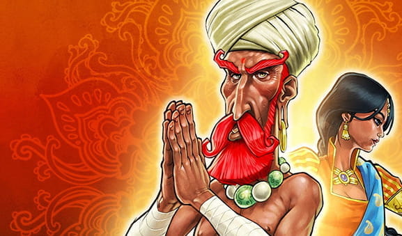 Cover of the Fakir Slot slot by Gaming1. The fakir that gives the machine its name appears next to the other protagonist.