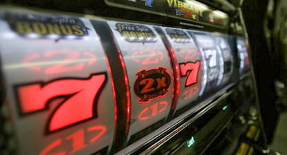 Close-up of a line on a slot machine.