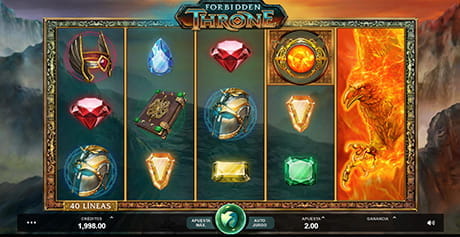 Game screen of the Forbidden Throne Microgaming slot.