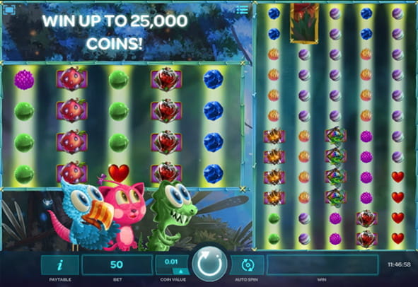 Forest Mania slot game of two boards of 5 reels each and twelve rows respectively.