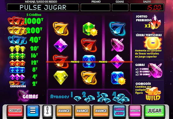 Game screen of the MGA Galactica online slot consisting of three reels and a prize line.