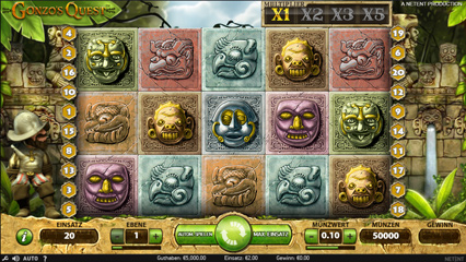 Computer version of the Gonzo's Quest online slot.