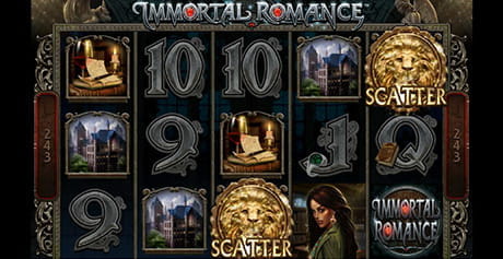Game screen of the Immortal Romance Microgaming slot.