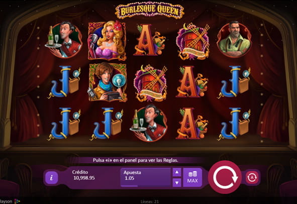Main screen of the Burlesque Queen slot from Playson.
