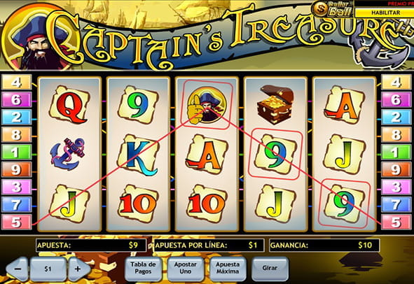Try now the Captain's Treasure machine totally free, without registration or real money deposit.