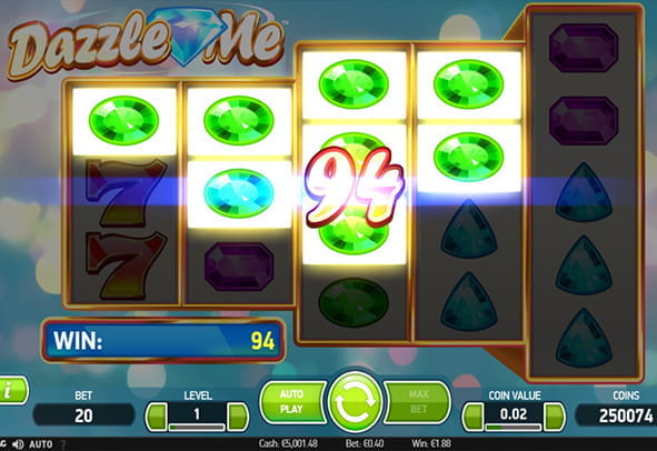Try now the Dazzle Me machine totally free, without registration or real money deposit.