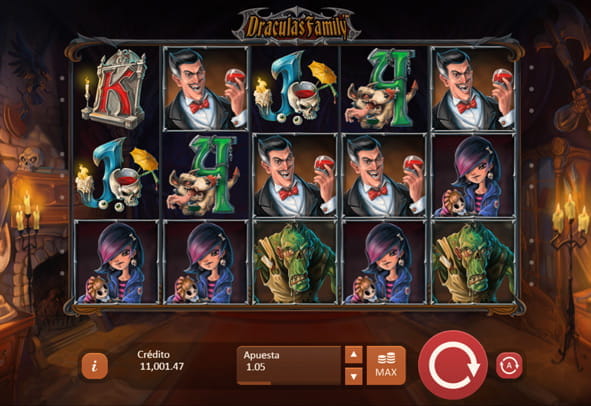 Main screen of the Dracula's Family slot from Playson.