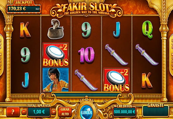 Fakir Slot slot game from Gaming1 with 5 reels and 3 rows.