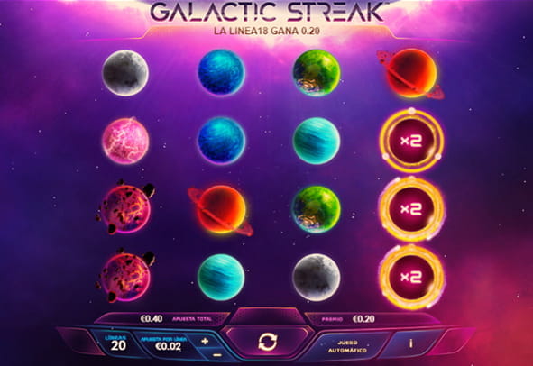 Galactic Streak slot board developed by Playtech.