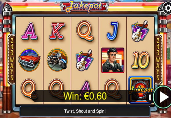 Jukepot online slot screen during a game.