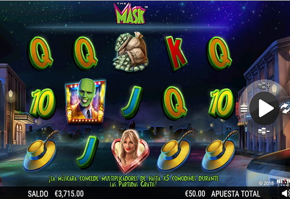 The Mask slot board with its 5 reels and 3 rows.