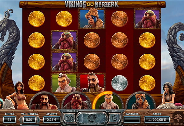 Vikings go Berzerk slot board with its 5 reels and 4 rows.