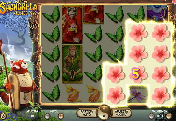 Preview image of The Legend of Shangri-La slot. In the center, a Play Now button to try the demo version.