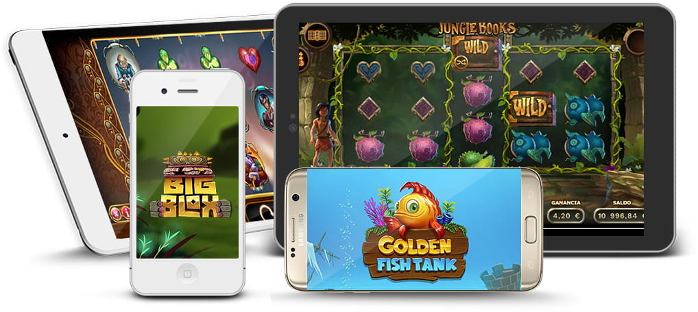 Tablets and mobile phones with some of the Yggdrasil slots for casinos.