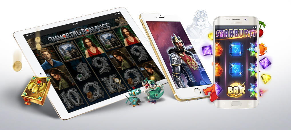 Mobile devices with some of the games available at New Zealand online casinos.