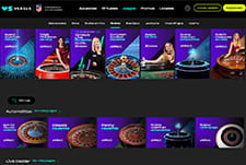 The roulette tables on the VERSUS casino website