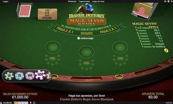 Cover of the game Frankie Dettori's Magic Seven Blackjack by Playtech.