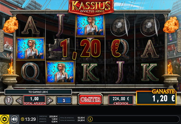 Gaming1 Kassius slot screen during a game in the demo version.