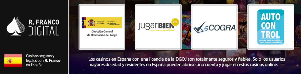 Logos of the authorities and initiatives to which casinos are subscribed with R.Franco