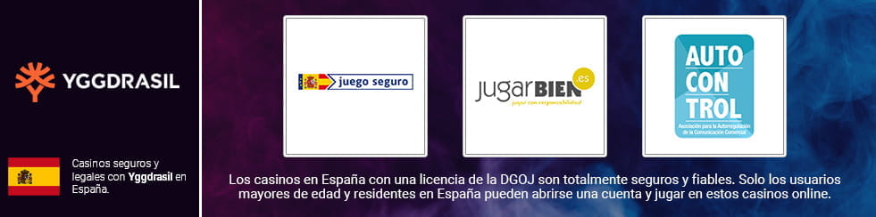 Infographic with the logos of the DGOJ that casinos with Yggdrasil in New Zealand must show on their pages