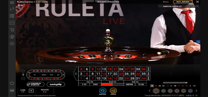 Playtech express roulette game at Betsson live casino in New Zealand.