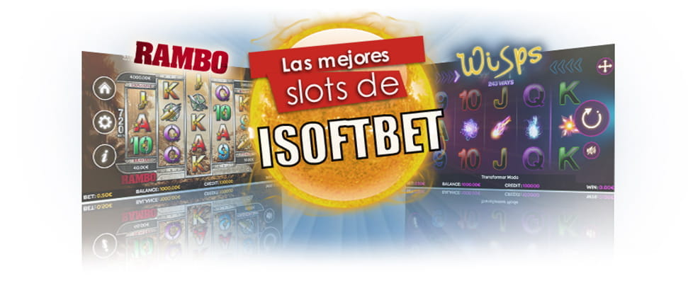 The Rambo slot and the Wisps slot flank a sun with the best iSoftBet slots.