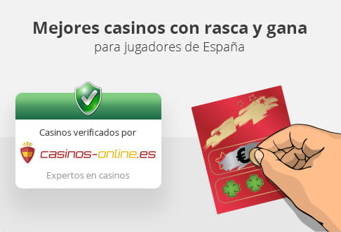 Online casinos logo with scratch card games in the background.