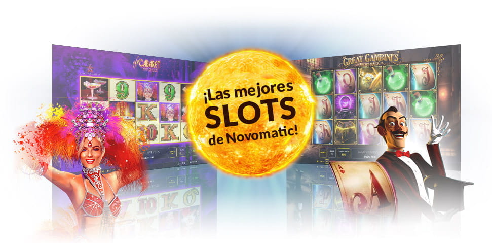 Screens of Novomatic's Viva Cabaret and Great Gambini's Night Magic slots.