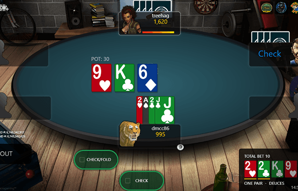 Omaha hold'em online poker table at the casino.