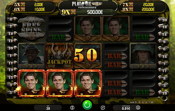 Cover of the New Zealand online casino slot, Platoon.