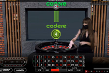 A croupier spinning the roulette wheel Coderista in Codere