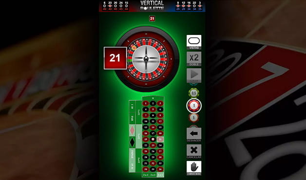 A game of vertical roulette. The cloth is arranged vertically.