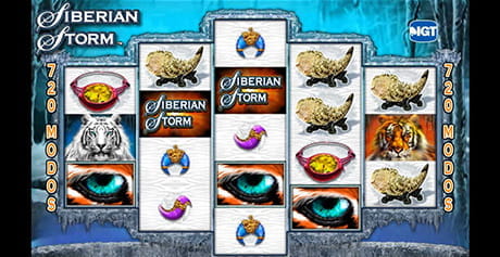 Siberian Storm slot with its five reels and three rows.