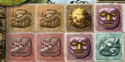 Symbols of the Gonzo's Quest online slot in the mobile version.