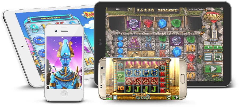 Mobile phones and tablets with Big Time Gaming slots in Spanish casinos.