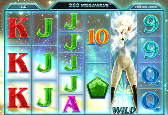 Image of a game to the Star Quest slot from the provider Big Time Gaming. This is a machine with 6 reels and multiple row combinations with 177,649 paylines.