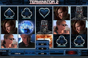 The Terminator 2 slot game with its five reels and three rows and all the characters from the movie to play in Paston.